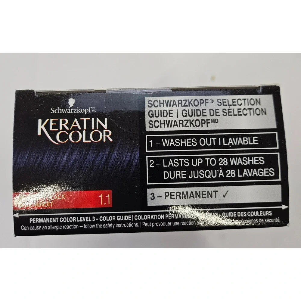 Schwarzkopf Keratin Color Permanent Hair Dye‎ Lot 3 Onyx Midnight Black Cocoa